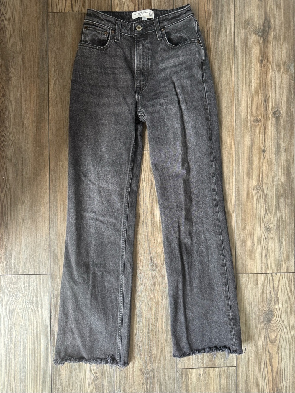 Abercrombie & Fitch Washed Charcoal Black hi rise 90s relaxed Wide-Leg Jeans